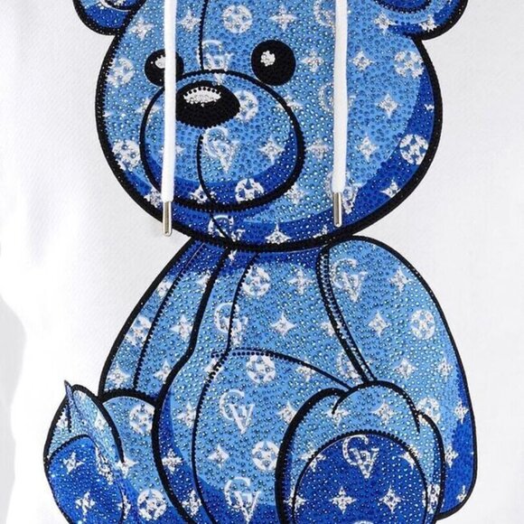 Avenue George V Paris jogging suit White Tracksuit men’s 2 piece set Rhinestone - Picture 5 of 8